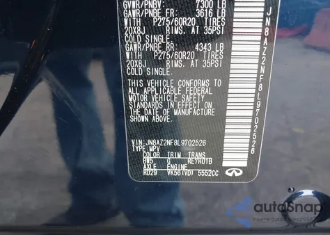 2020 Infiniti Qx80 Luxe из США, поврежденный, VIN JN8AZ2NF8L9702526